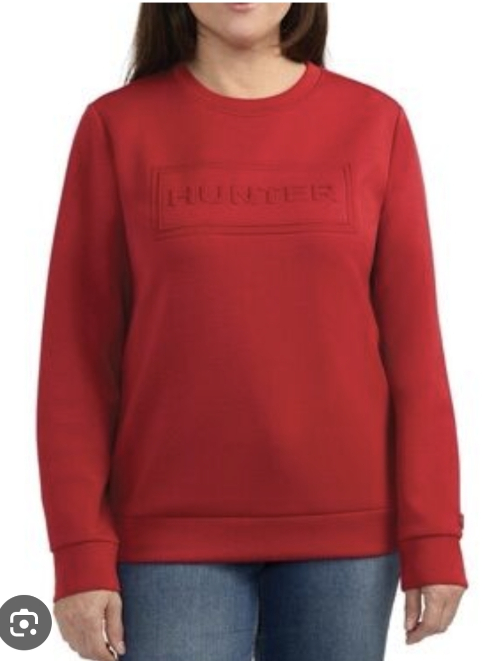 Hunter Red Embossed Logo Crewneck Sweater